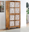 Rustic White Wooden HandCarved Wardrobe & Almirah