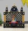 Sheesham MDF Blue Red Wooden Pooja Temple For Office