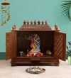 Sheesham MDF Honey Wood Pooja Mandap for Home