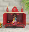 Sheesham MDF Red Wooden Pooja Temple For Office