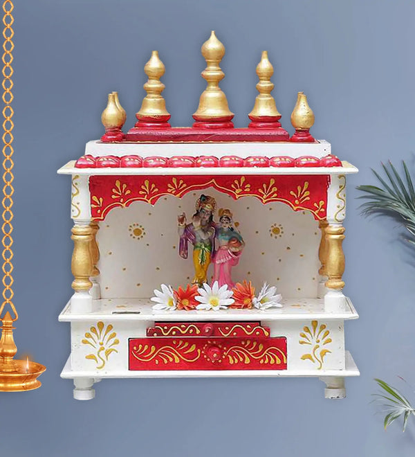 Sheesham MDF Wooden Pooja Temple For Office