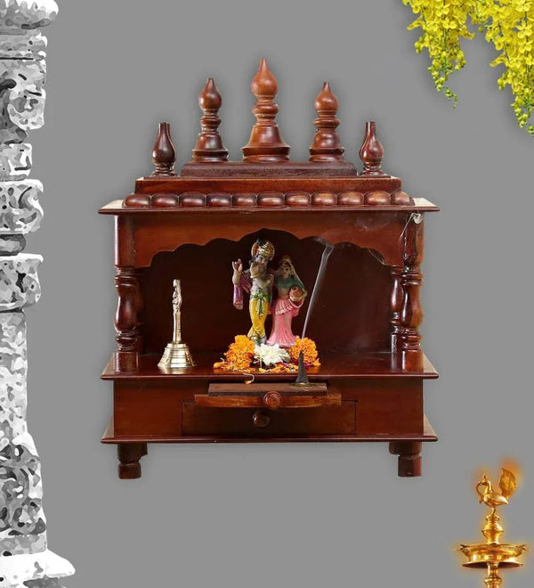 Sheesham MDF Wooden Pooja Temple For Office