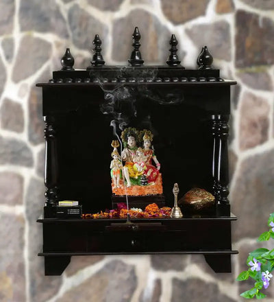 Sheesham MDF Wooden Pooja Temple For Office