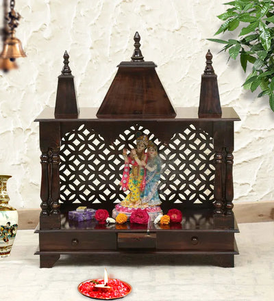 Sheesham MDF Wooden Pooja Temple For Office