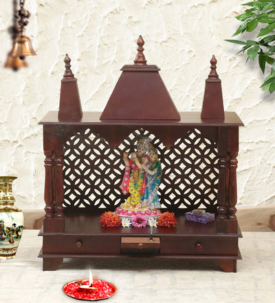 Sheesham MDF Wooden Pooja Temple For Office