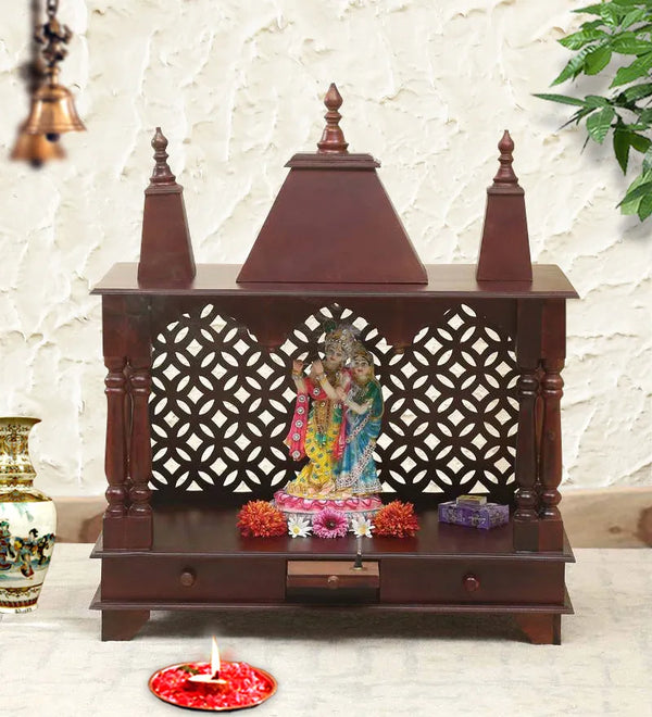 Sheesham MDF Wooden Pooja Temple For Office