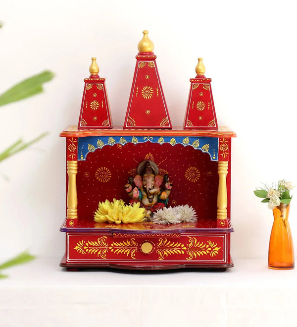 Sheesham MDF Wooden Pooja Temple Puja Mandap For Home