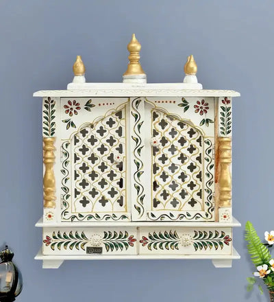 Sheesham MDF Wooden Pooja Temple Puja Mandap for Office