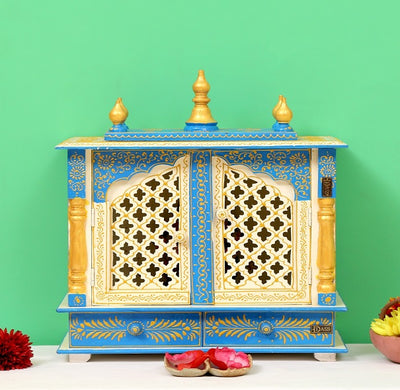 Sheesham MDF Wooden Pooja Temple Puja Mandap for Office