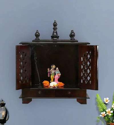 Sheesham MDF Wooden Pooja Temple Puja Mandap for Office