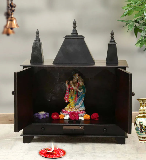 Sheesham MDF Wooden Pooja Temple for Office
