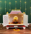 Sheesham Wood MDF Pooja Mandap with Gopuram for Home