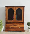 Sheesham Wood Veneer Big Wooden Pooja Mandir With Door For Home & Office