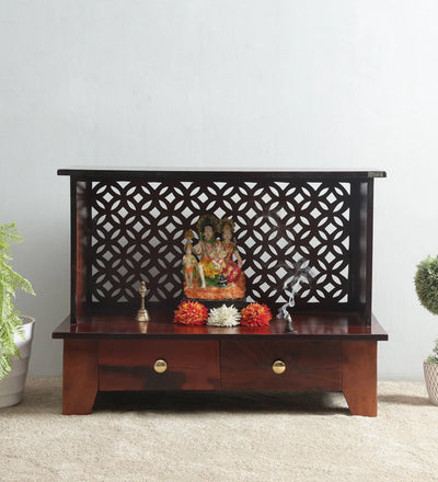 Sheesham Wood Veneer Pooja Mandap For Home & Office