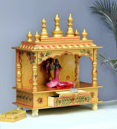 Sheesham Wood &amp; MDF Pooja Temple For Home &amp; Office