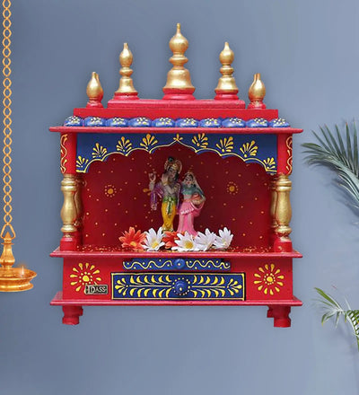 Sheesham &amp; MDF Wooden Pooja Temple For Home &amp; Office