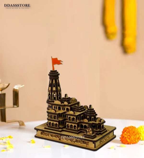 Shri Ram Janmbhoomi Ayodhya Wooden temple (Small) for Car Dashboard