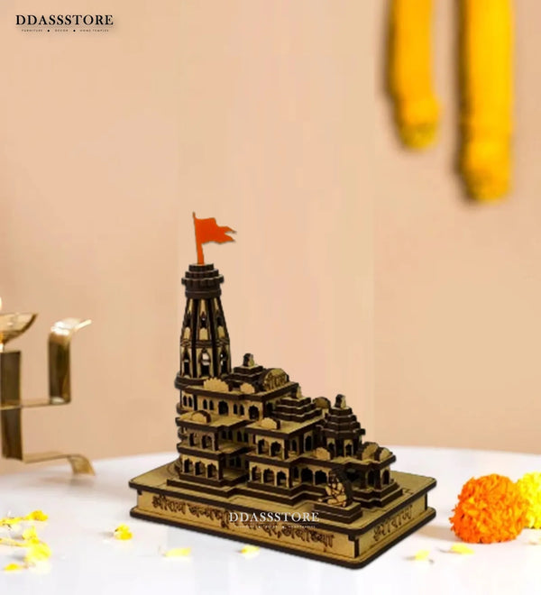 Shri Ram Janmbhoomi Ayodhya Wooden temple (Small) for Car Dashboard