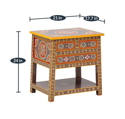 Rangrej Wooden Handpainted Console & Side Table - D'DASS Store