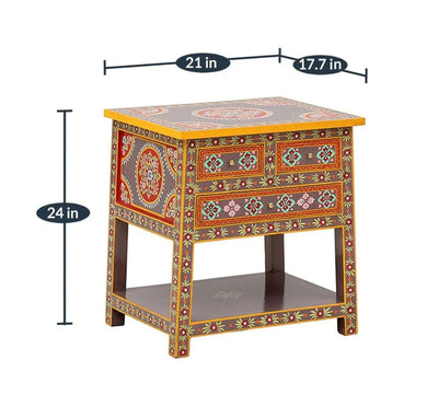 Rangrej Wooden Handpainted Console & Side Table - D'DASS Store