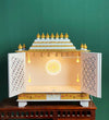 Solid Sheesham MDF White Wood Pooja Temple for Home
