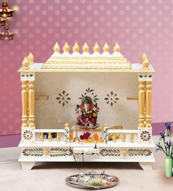 Solid Sheesham MDF Wooden Pooja Mandap Temple for Home