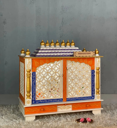 Solid Sheesham MDF Wooden Pooja Mandap with Gopuram