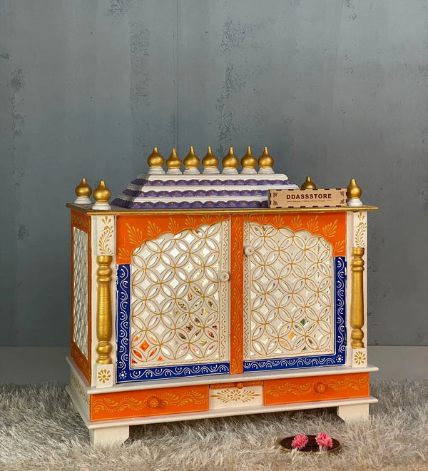 Solid Sheesham MDF Wooden Pooja Mandap with Gopuram