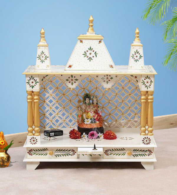 Solid Sheesham MDF Wooden Pooja Temple For Home