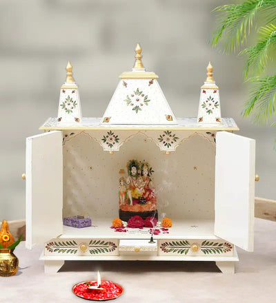 Solid Sheesham MDF Wooden Pooja Temple for Home