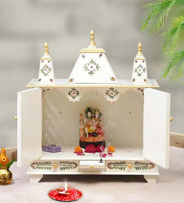 Solid Sheesham MDF Wooden Pooja Temple for Home