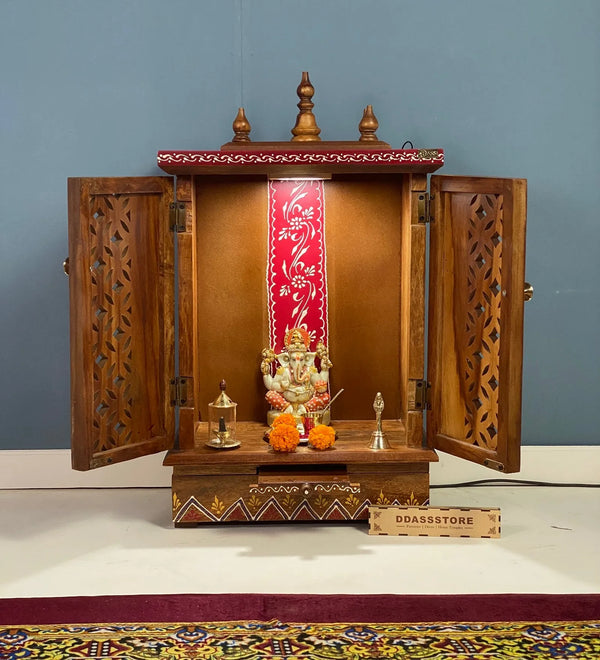 Solid Sheesham Wooden Home Temple & Mandap for Home | Puja Ghar