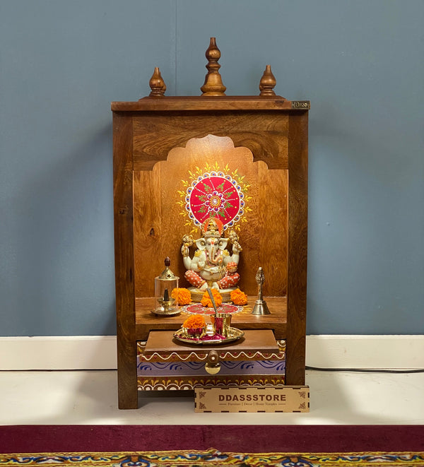 Solid Sheesham Wooden Home Temple & Mandap for New Office