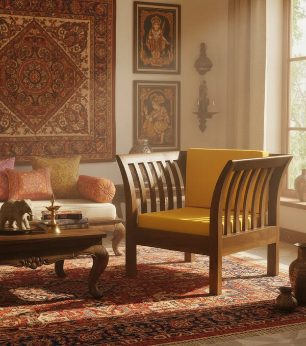 Solid Wood Single Seater Sofa - D'DASS Store