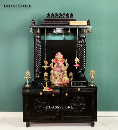 South Indian Style Hand Carved Solid Sheesham Wood Pooja Mandapam