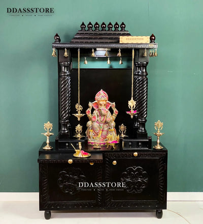 South Indian Style Hand Carved Solid Sheesham Wood Pooja Mandapam