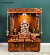 South Indian Style Hand Carved Solid Sheesham Wood Pooja Mandapam