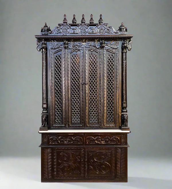 Hand Carved Solid Sheesham Wood Pooja Mandapam