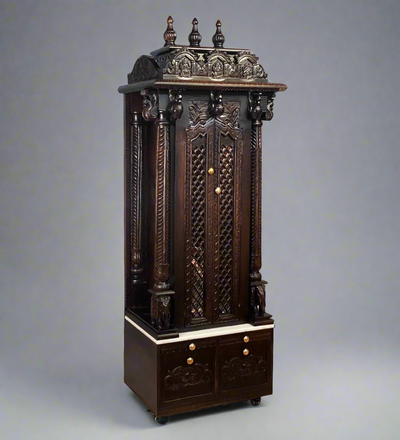 South Indian Style Hand Carved Solid Sheesham Wood Pooja Mandapam