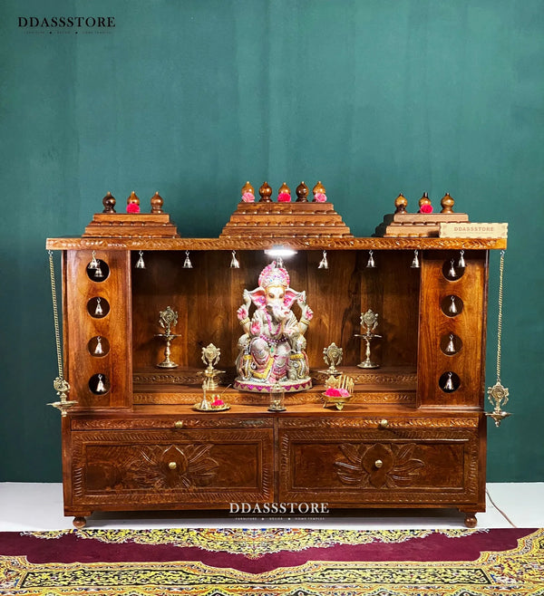 South Indian Style Solid Sheesham Wood Pooja Mandap