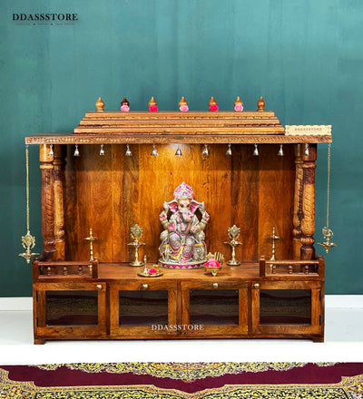South Indian Style Solid Sheesham Wood Pooja Mandapam