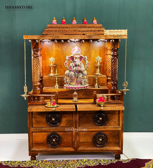 South Indian Style Solid Sheesham Wood Pooja Mandapam