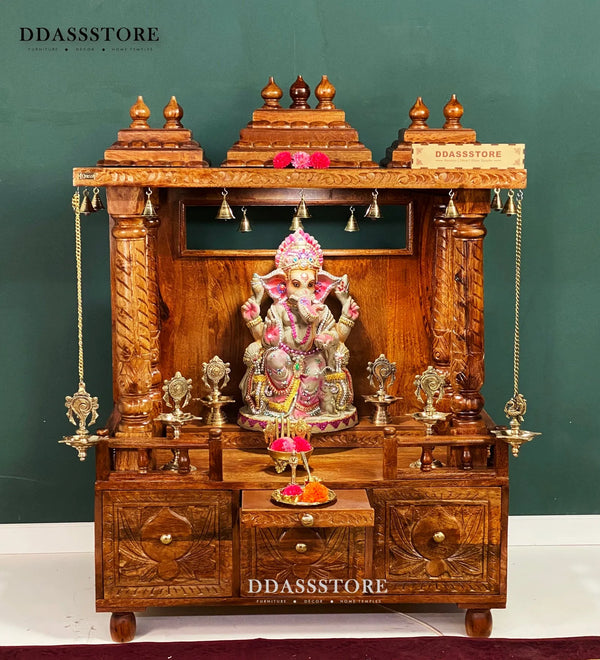 South Indian Style Solid Sheesham Wood Pooja Mandapam