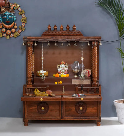 South Indian Style Solid Sheesham Wood Pooja Mandapam