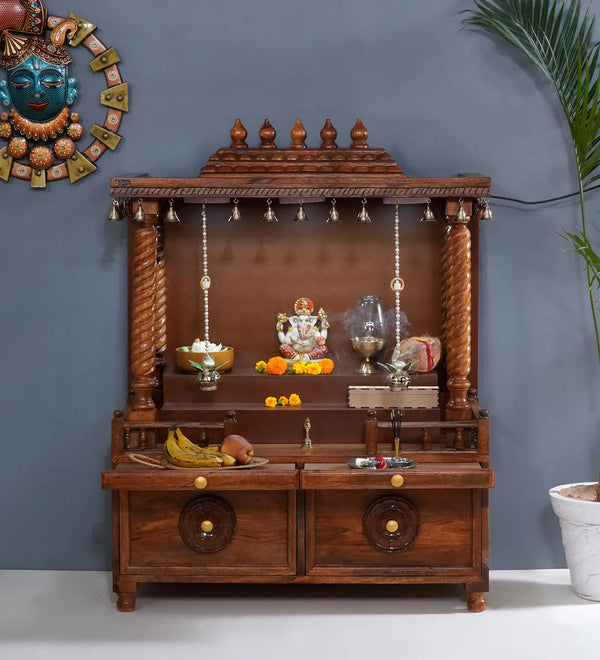 South Indian Style Solid Sheesham Wood Pooja Mandapam