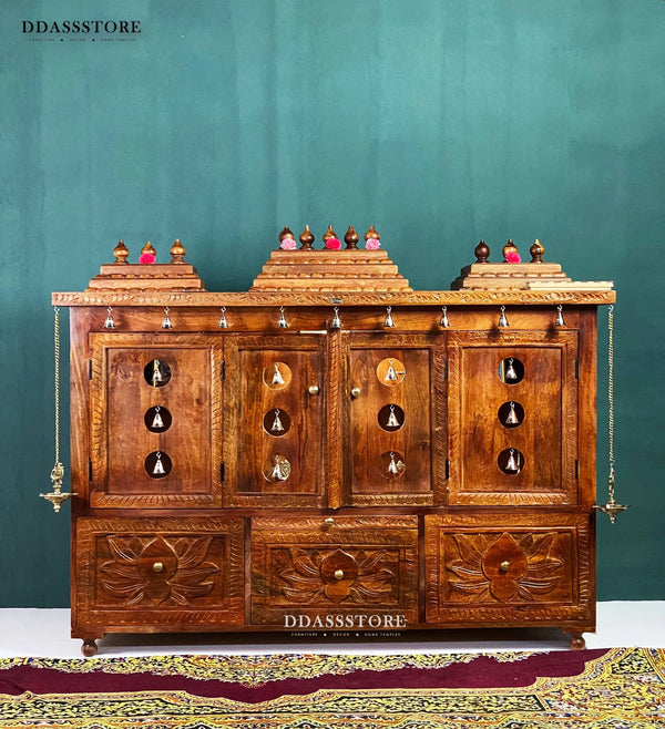 South Indian Style Solid Sheesham Wood Pooja Mandapam