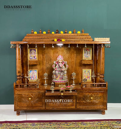 South Indian Style Solid Sheesham Wood Pooja Mandapam