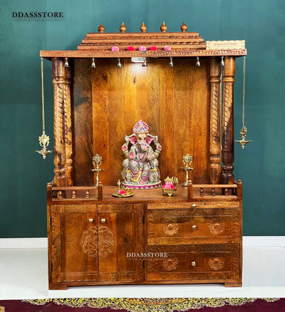 South Indian Style Solid Sheesham Wood Pooja Mandapam