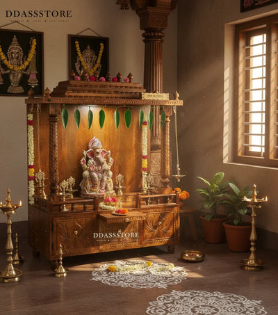 South Indian Style Solid Sheesham Wood Pooja Mandapam | DDASSMANDAP121 - D'DASS Store