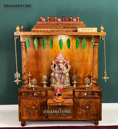 South Indian Style Solid Sheesham Wood Pooja Mandapam
